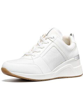 Women's White Lightweight Lace-Up Wedge Chunky Platform Design Fashion Sneakers